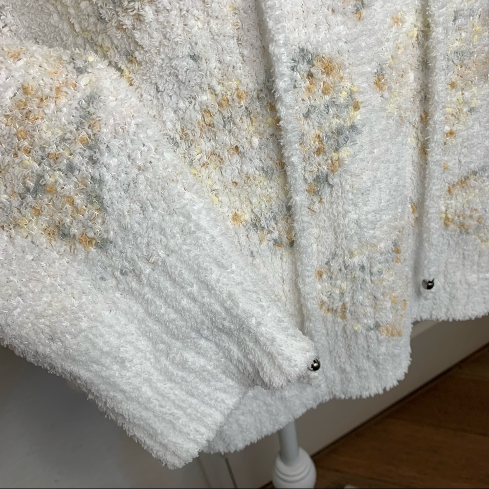 POL Heart Print Hi-Lo Sweater-Wht/Almond Large - Picture 4 of 8